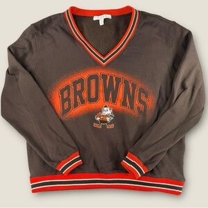 Browns Women's V-Neck Sweatshirt - Brown and Orange Cleveland Browns